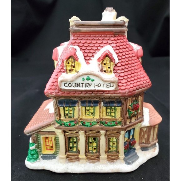 Cobblestone Corner COUNTRY HOTEL Small Christmas Village building 4-3/4"high - Picture 2 of 6